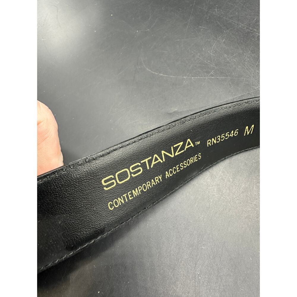Sostanza Black Suede Western Belt Gold Embroidered Keeper Medium Made in Taiwan - Picture 3 of 9